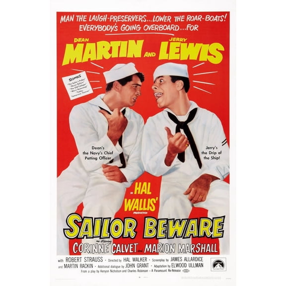 Sailor Beware Us Poster Art From Left Dean Martin Jerry Lewis 1952 Movie Poster Masterprint (11 x 17)