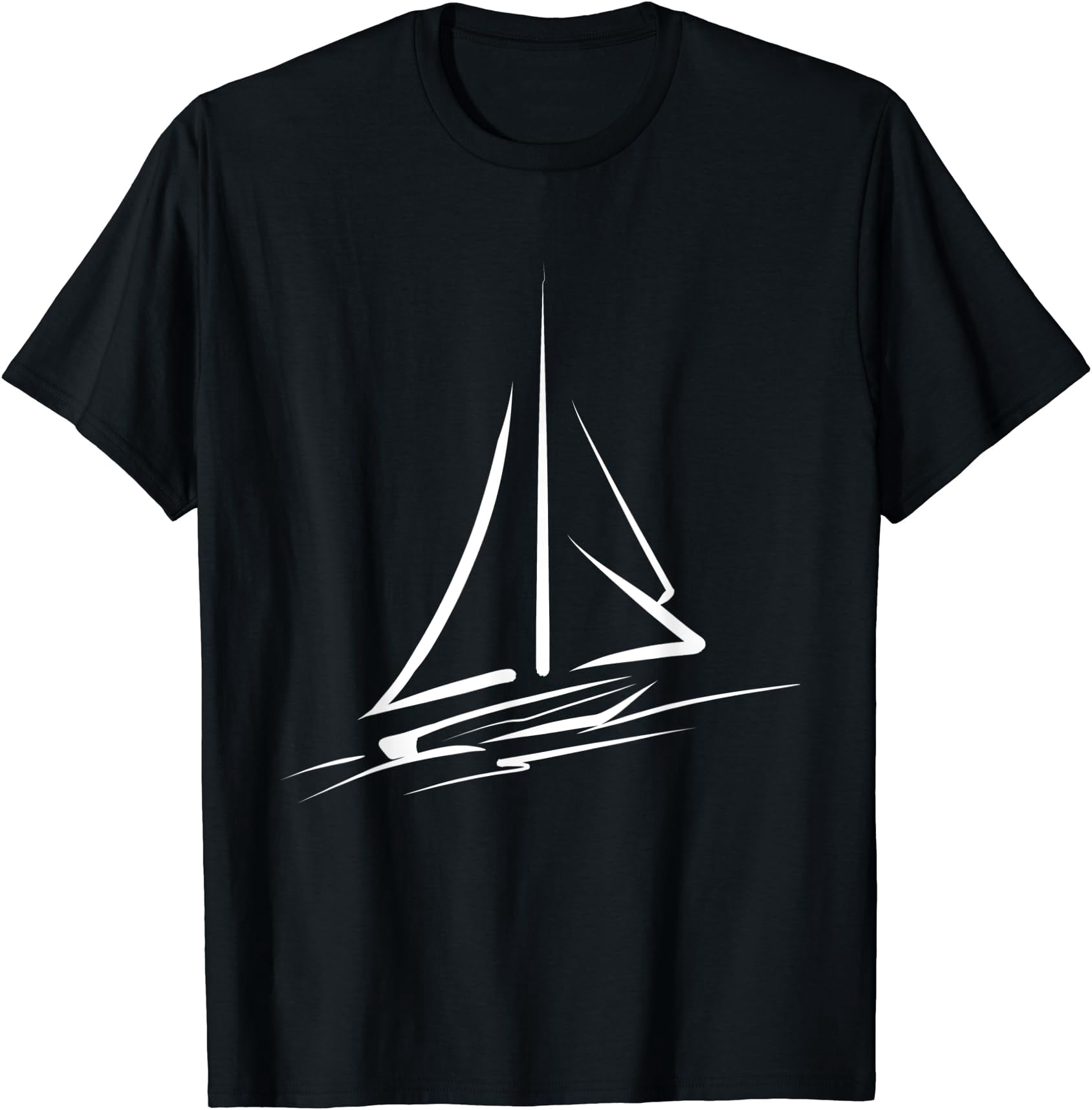 Sailor Boating Anchor, Simple Line Drawing Sailboat Sailing T-Shirt ...