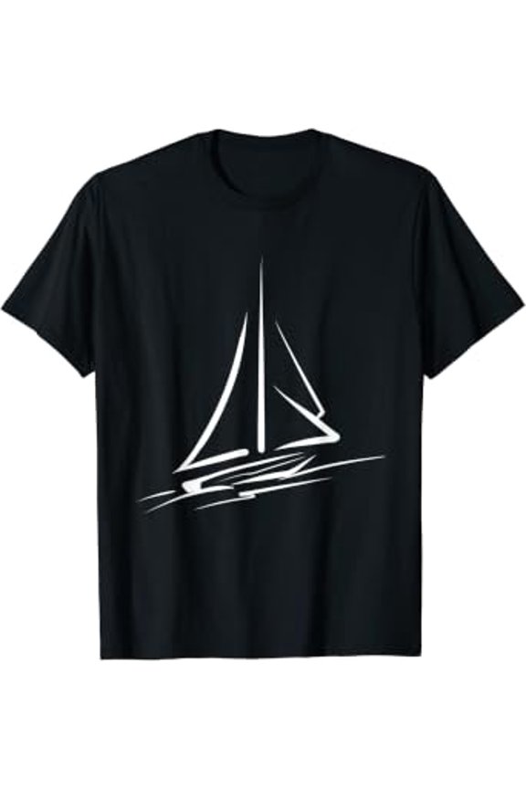 Sailor Boating Anchor - Simple Line Drawing Sailboat Sailing T-Shirt