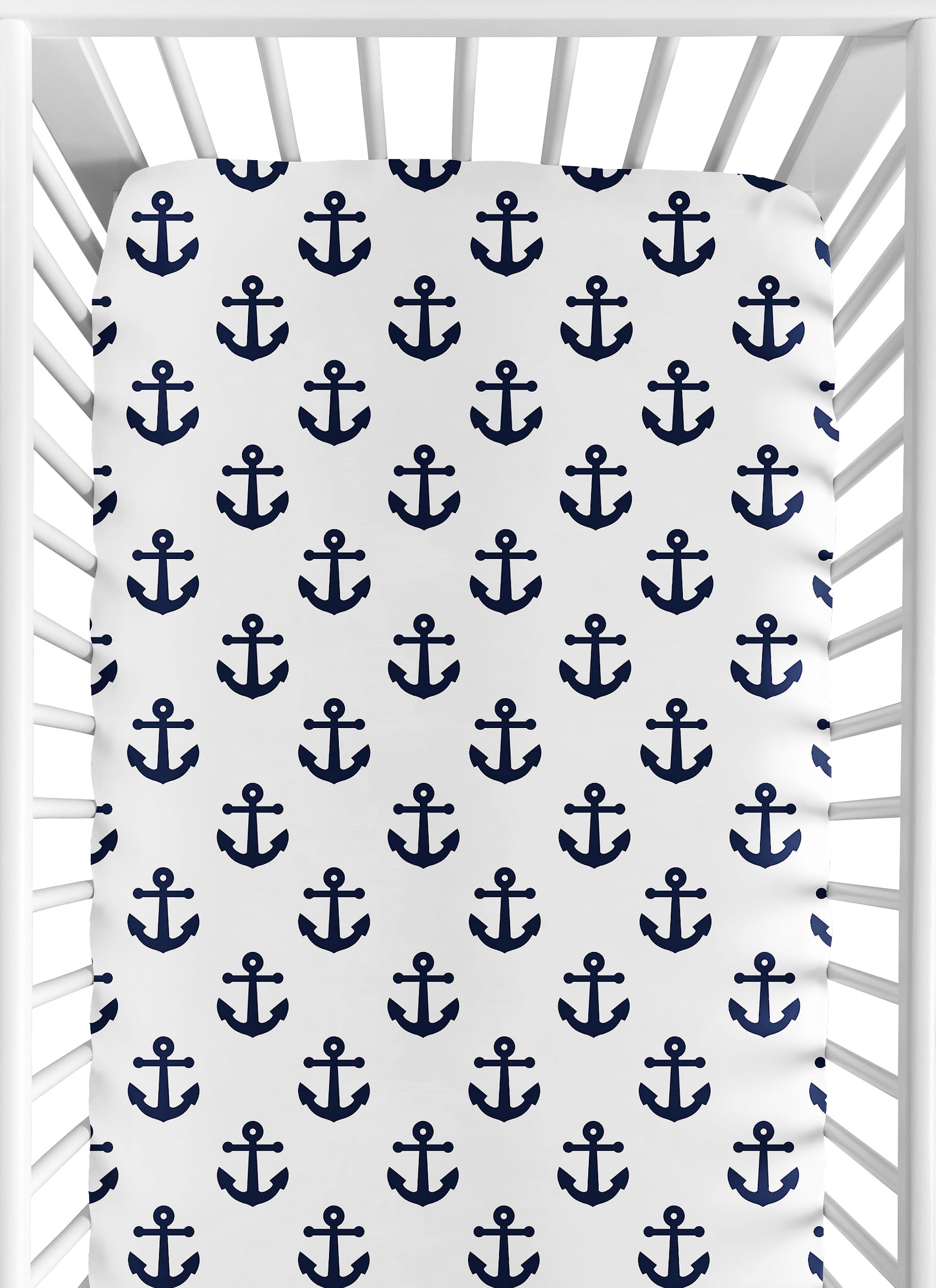 Sweet Jojo Designs Sailor Navy Blue and White Fitted Crib Sheet