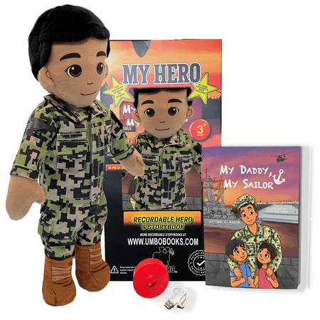 UMBO My Hero 14" Navy Sailor Recordable Military Plush – Over 1 Hour Audio – A New Alternative to Recordable Books – The Ultimate "Daddy Doll" for Every Hero