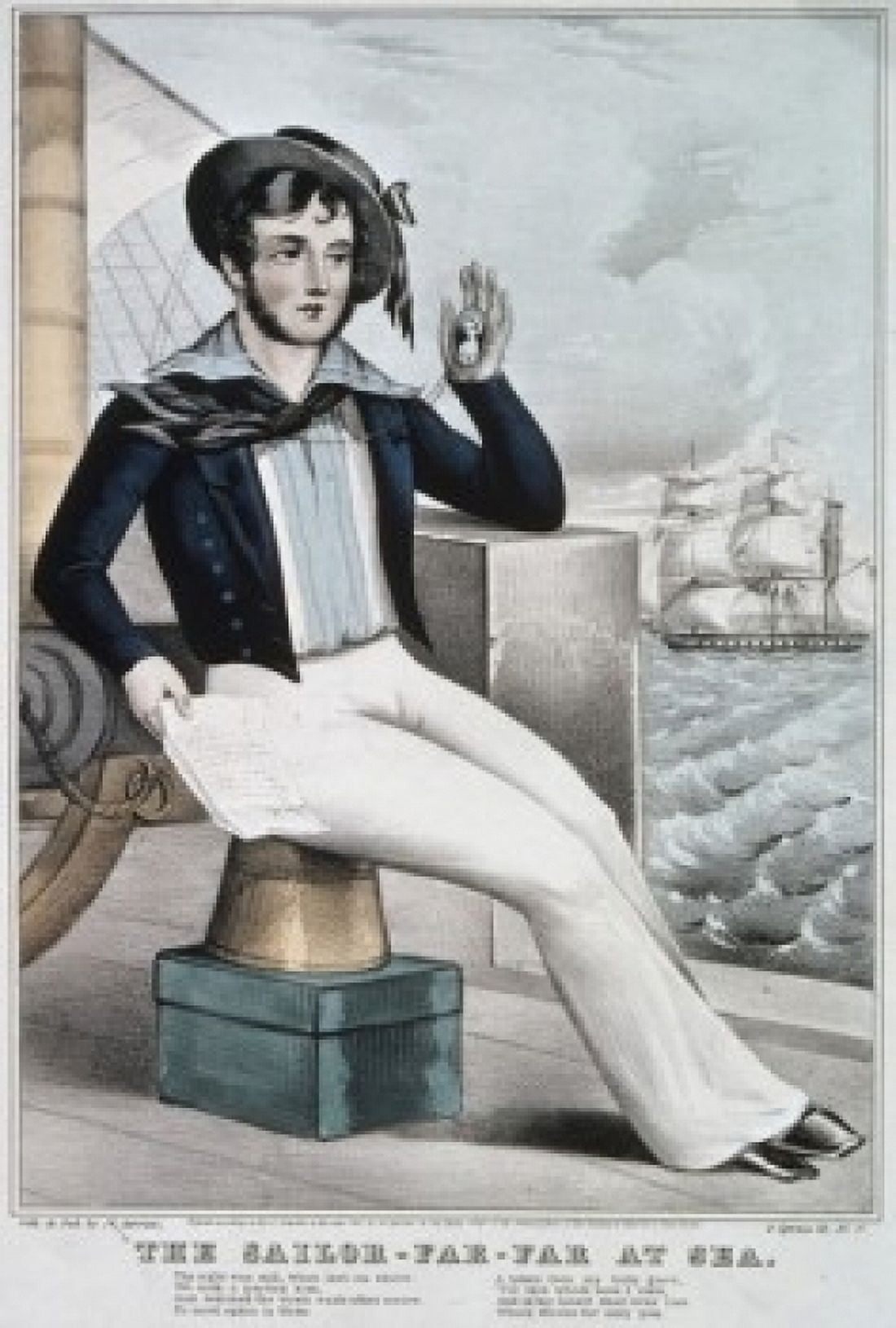 The Sailor - Far-far At Sea 1845 Currier & Ives (1834-1907 American) Color Lithograph Library of Congress Washington DC USA Canvas Art - Currier & Ives (24 x 36)