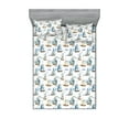 thumbnail image 1 of Sailor Fitted Sheet & Pillow Sham Set, Nautical Style Marine Ships Sails Cruising Ocean Marine Themed Repeated Art, Decorative Printed 3 Piece Bedding Decor, King, Brown Blue White, by Ambesonne, 1 of 2