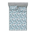 thumbnail image 1 of Sailor Fitted Sheet & Pillow Sham Set, Sailing Boats on the Sea Ocean Nautical Style Marine Drawing Artwork, Decorative Printed 3 Piece Bedding Decor, Queen, Vermilion Seafoam and Blue, by Ambesonne, 1 of 2