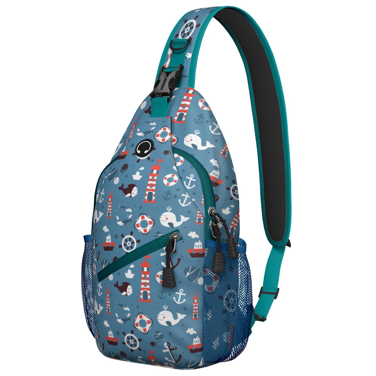 Sailor-Inspired Sling Bag - Crossbody Backpack with Marine Map Design, Durable & Travel-Ready for Outdoor Enthusiasts - Perfect for Hiking, Biking, and Coastal Adventures