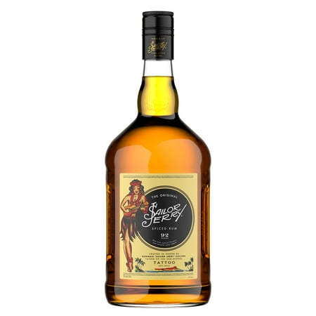 Sailor Jerry Spiced Rum, 1.75L Glass Bottle, 46% ABV 92 Proof