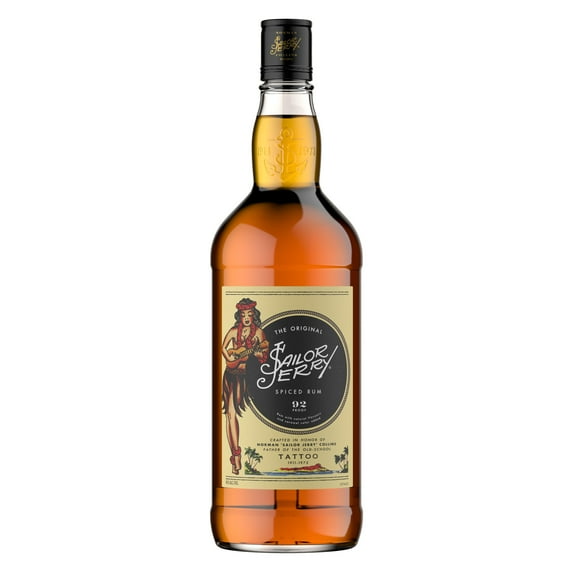 Sailor Jerry Spiced Rum, 750ml Glass Bottle, 46% ABV 92 Proof