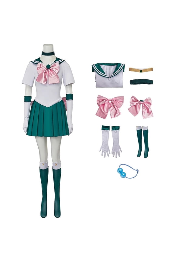 Sailor Jupiter Makoto Inspired Combat Uniform Dress Set with Accessories for Women