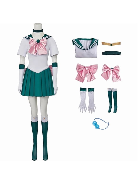 Sailor Jupiter Makoto Inspired Combat Uniform Dress Set with Accessories for Women