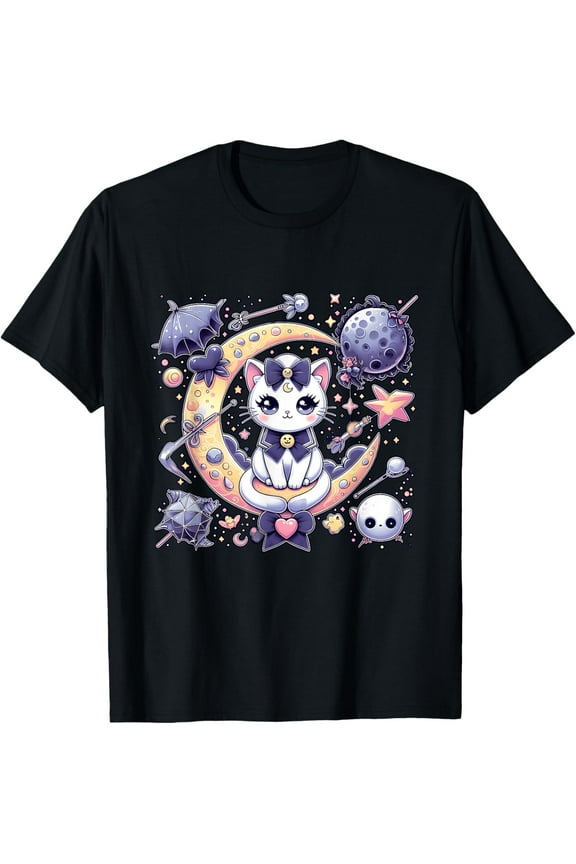 Sailor Meow Cute Moon Cat Space Magic Gothic Version Two T-Shirt