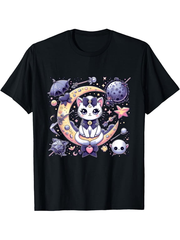 Sailor Meow Moon Cat Space Magic Gothic T-Shirt All Size S-5XL