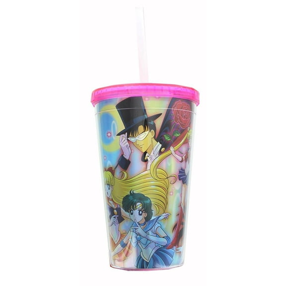 Sailor Moon Cast Holographic Foil 16oz Carnival Cup w/ Straw & Lid