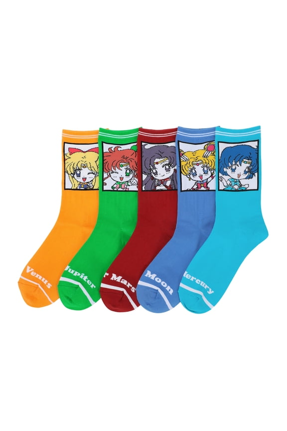 Sailor Moon Characters Women's 5-Pair Casual Crew Socks