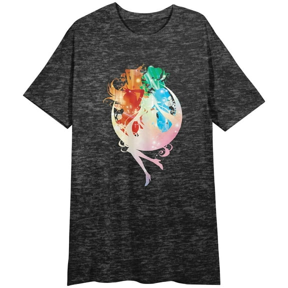 Sailor Moon Crystal Character Orb Crew Neck Short Sleeve Black Heather Women's Night Shirt-Medium