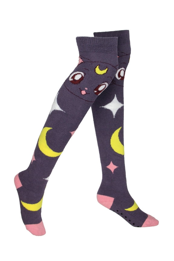 Sailor Moon Crystal Women's Luna Character Design Over Knee High Non-Slip Socks