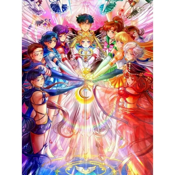 Sailor Moon Diamond Painting Kits for Adults, 5D DIY Anime Diamond Art Kits for Beginners Round Full Drill Painting with Diamonds Gem Art Crafts for Home Wall Decor Gift