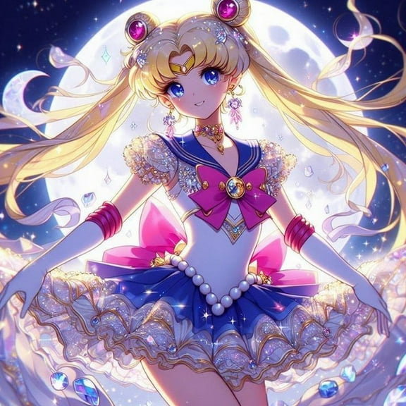 Sailor Moon Diamond Painting Kits for Adults, 5D DIY Anime Diamond Art Kits for Beginners Round Full Drill Painting with Diamonds Gem Art Crafts for Home Wall Decor Gift