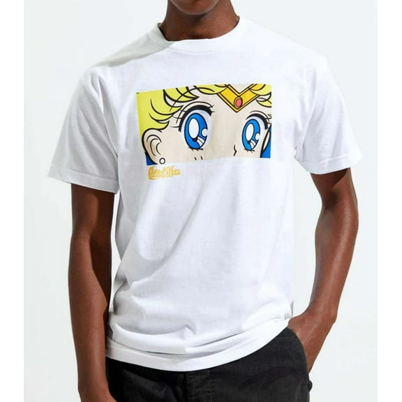 Sailor Moon Men's Officially Licensed Anime Her Eyes Graphic Tee T-Shirt - White (XXX-Large, White)