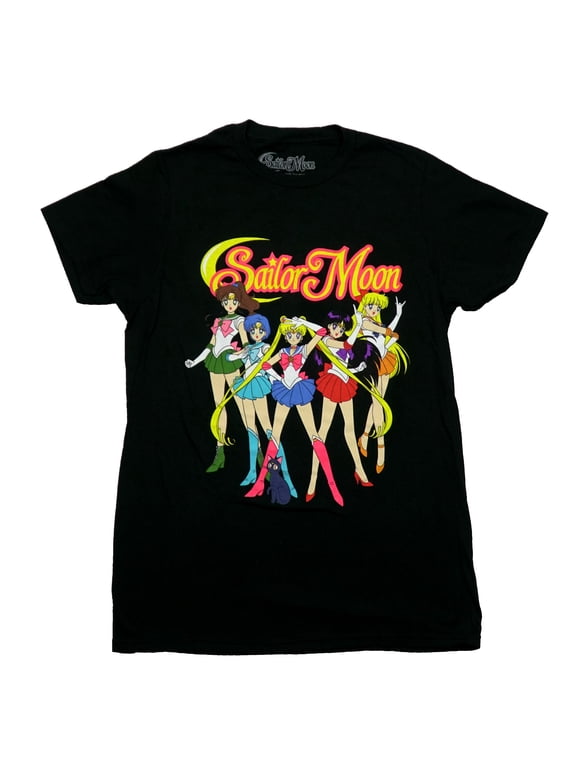 Sailor Moon Mens T-Shirt - Sailor Guardians Posing Under Logo