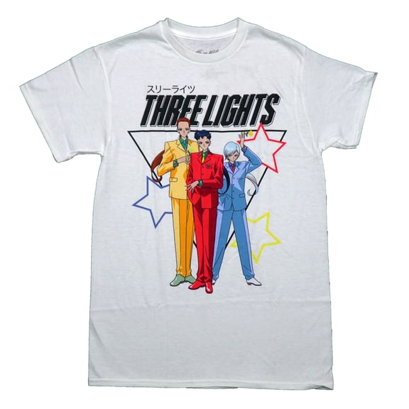 Sailor Moon Mens T-Shirt -Three Lights Posed Under Name In Suits (2X-Large)