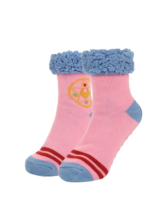 Sailor Moon Symbol Womens Faux Sherpa Lined Quarter Cozy Sock