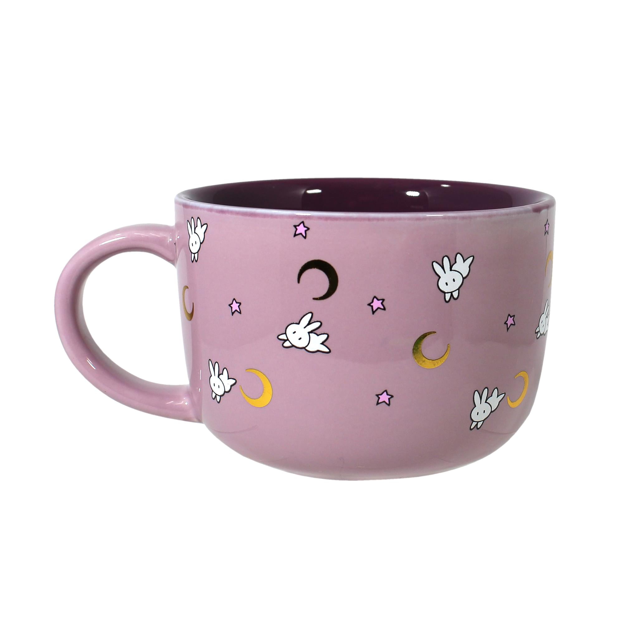 Sailor Moon Usagi Pink Ceramic Soup Mug with Bunnies