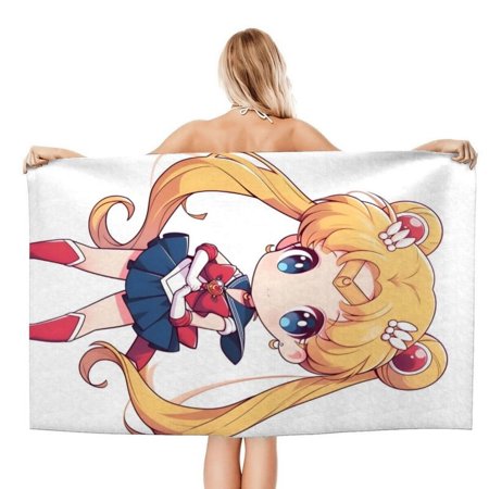 Sailor Moon patterned towel 30.7 × 59 inches microfiber quick drying lightweight and comfortable enhancing beach style