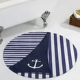 thumbnail image 1 of Sailor Stripes With Anchor Round Area Rugs for Bedroom Living Room, 6FT Soft Comfy Indoor Circle Carpets, Carpet Home Decor Floor Mat, 1 of 6