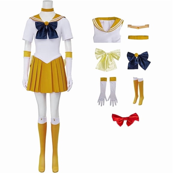 Sailor Venus Aino Minako Inspired Combat Uniform Set with Corset and Accessories for Women