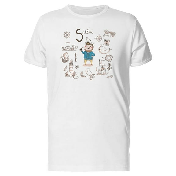 Sailor With Doodle Equipment T-Shirt Men -Image by Shutterstock, Male x-Large