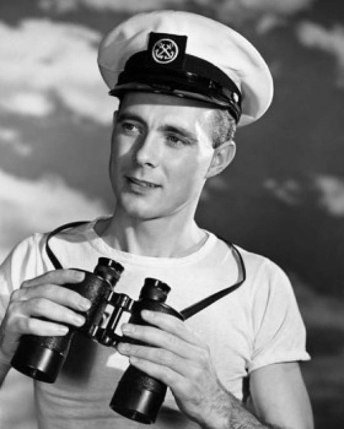 Sailor holding a pair of binoculars Canvas Art - (18 x 24)