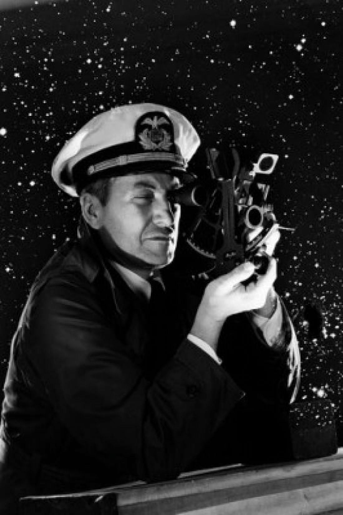 Sailor looking through navigational equipment against sky full of stairs Canvas Art -  (18 x 24)