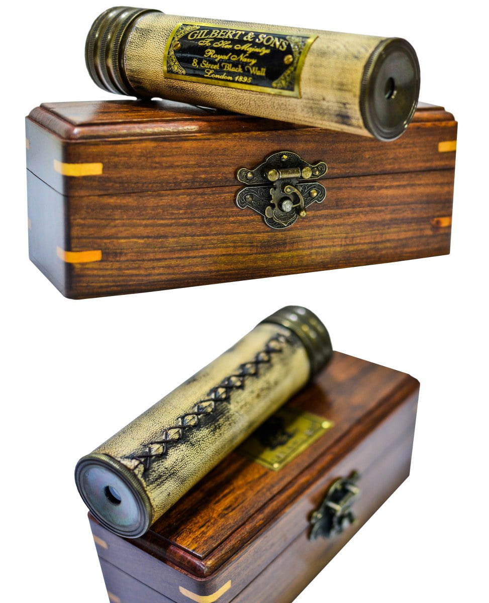 Sailor's Art Handmade Brass Kaleidoscope with Wooden Box|Vintage Gift for Kids & Family
