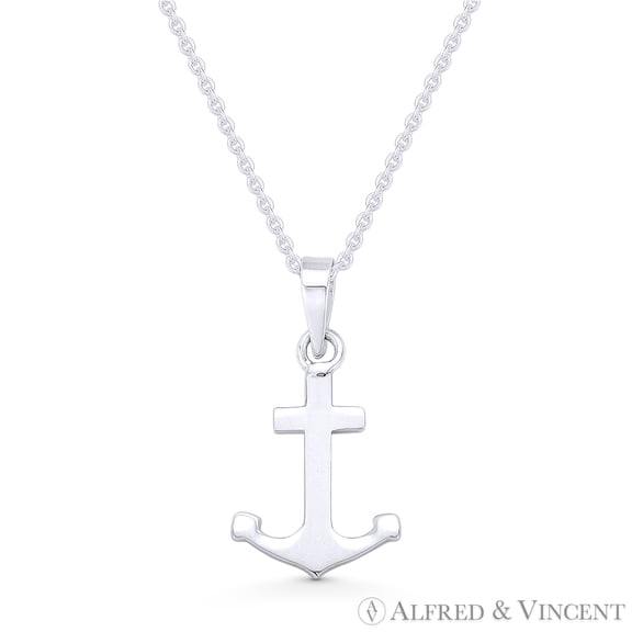 Sailor's Luck Charm Anchor Pendant & Cable Chain Necklace in .925 Sterling Silver