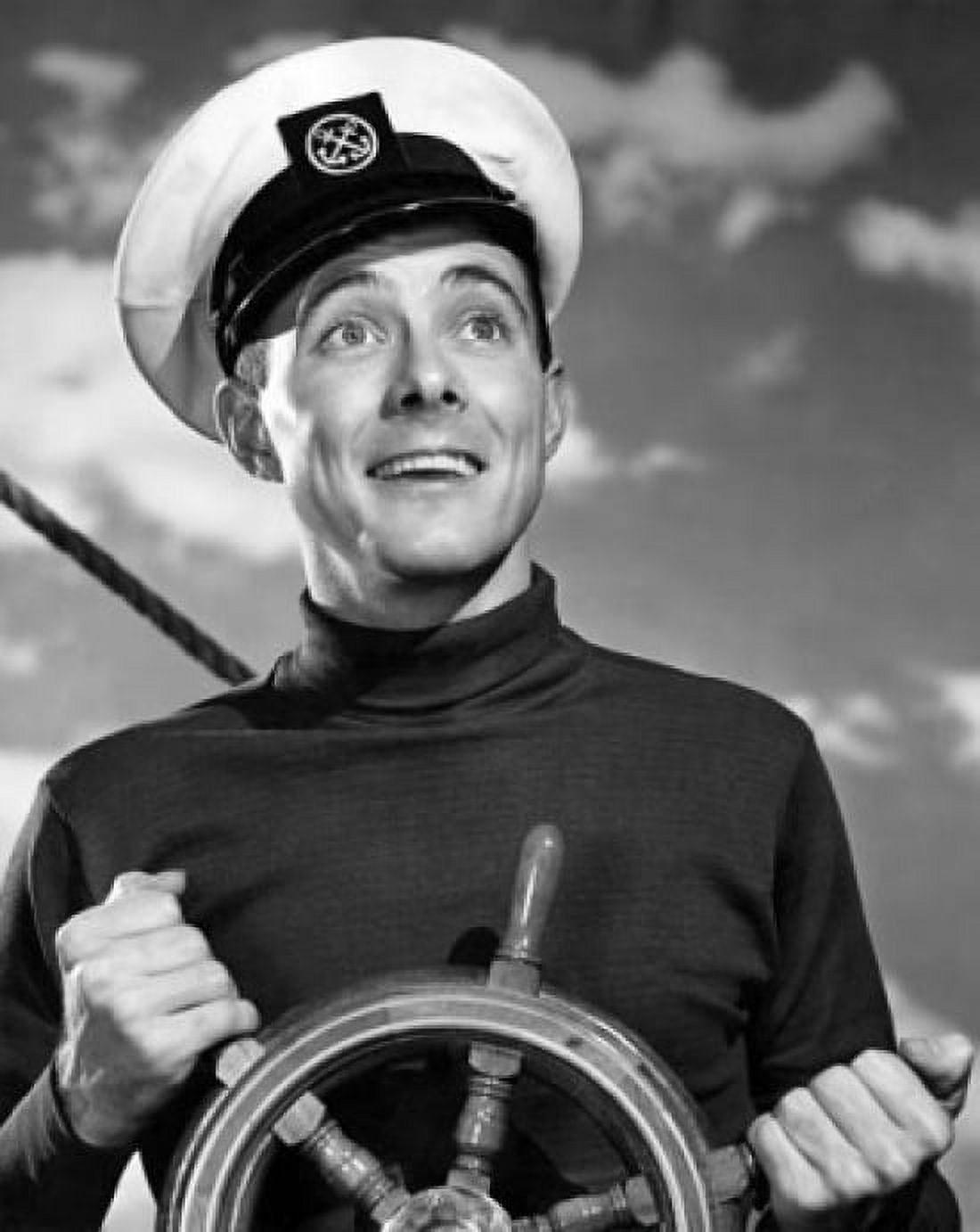 Sailor steering boat and smiling Canvas Art - (24 x 36)
