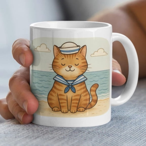 Sailor t Mug, Ginger Tabby Nautil Coffee Mug.