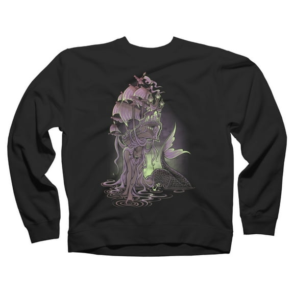Sailors Beware Black Graphic Crew Neck Sweatshirt - Design By Humans  2XL
