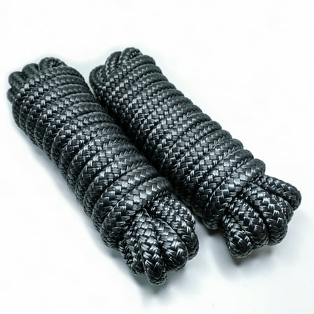"Sailors Locker Gray 1/2"" x 15' Double-Braided Nylon Dock Line with 12"" Eye Splice, 2-Pack"