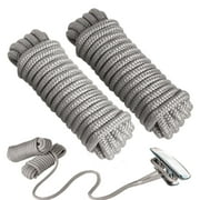 Sailors Locker 1/2” x 25’ Nylon Rope Double-Braided Dock Line with 12” Eye Splice, 2-Pack