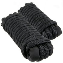 Sailors Locker Black 5/8" inch x 25' foot Double-Braided Nylon Dock Line with chafe protected 24" inch pre-spliced eye loop, 2-Pack