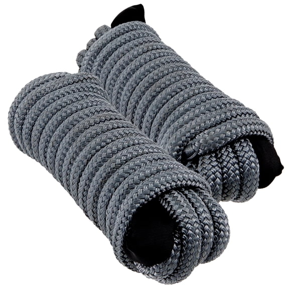 Sailors Locker Gray 5/8" x 25 Ft Nylon Dock Line with Chafe Guards and Carry Bag, 2-Pack