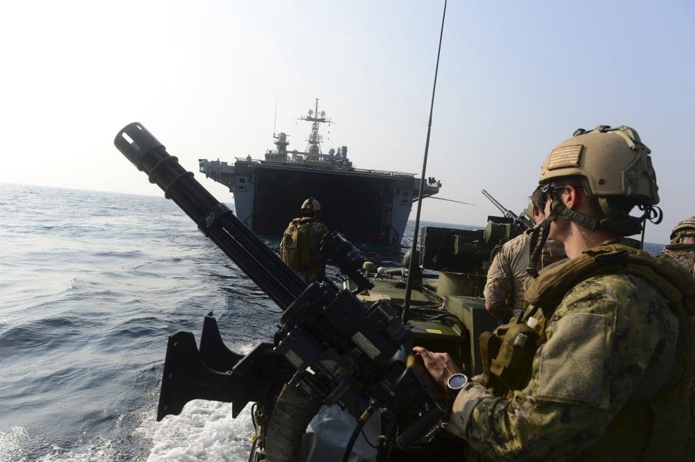 Sailors conduct patrol operations using a riverine command boat Canvas Art - Stocktrek Images (35 x 23)