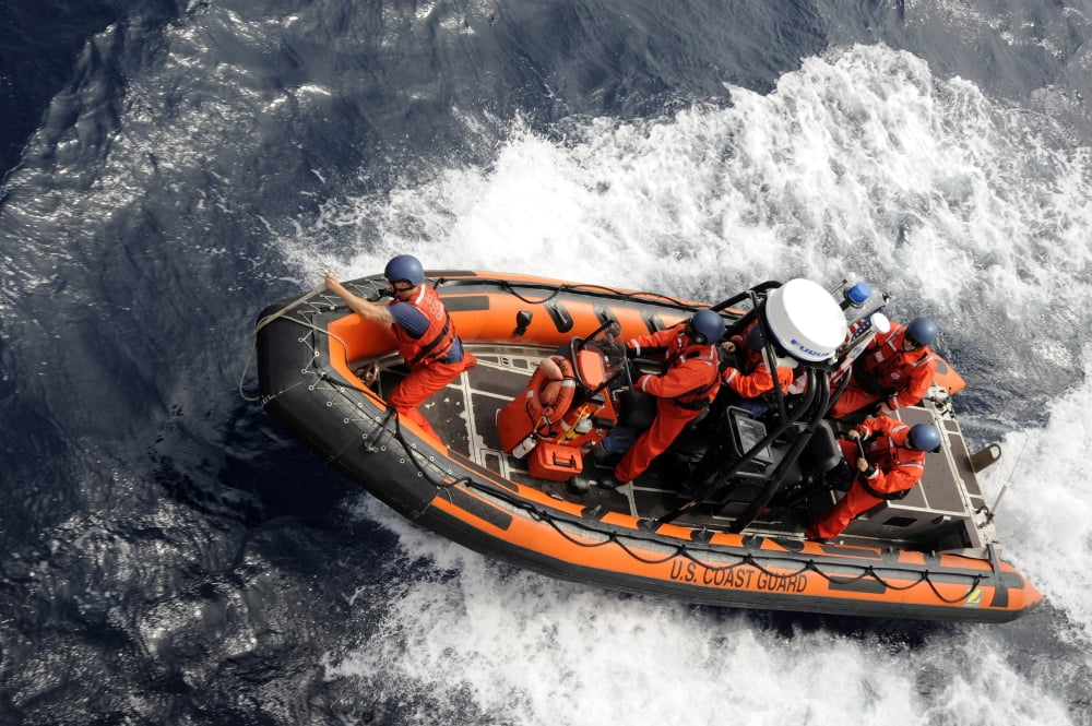 Sailors conducting small boat training in a 25-foot over-the-horizon boat Canvas Art - Stocktrek Images (34 x 23)