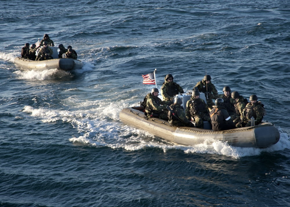 Sailors participate in a visit board search and seizure exercise Canvas Art - Stocktrek Images (34 x 24)