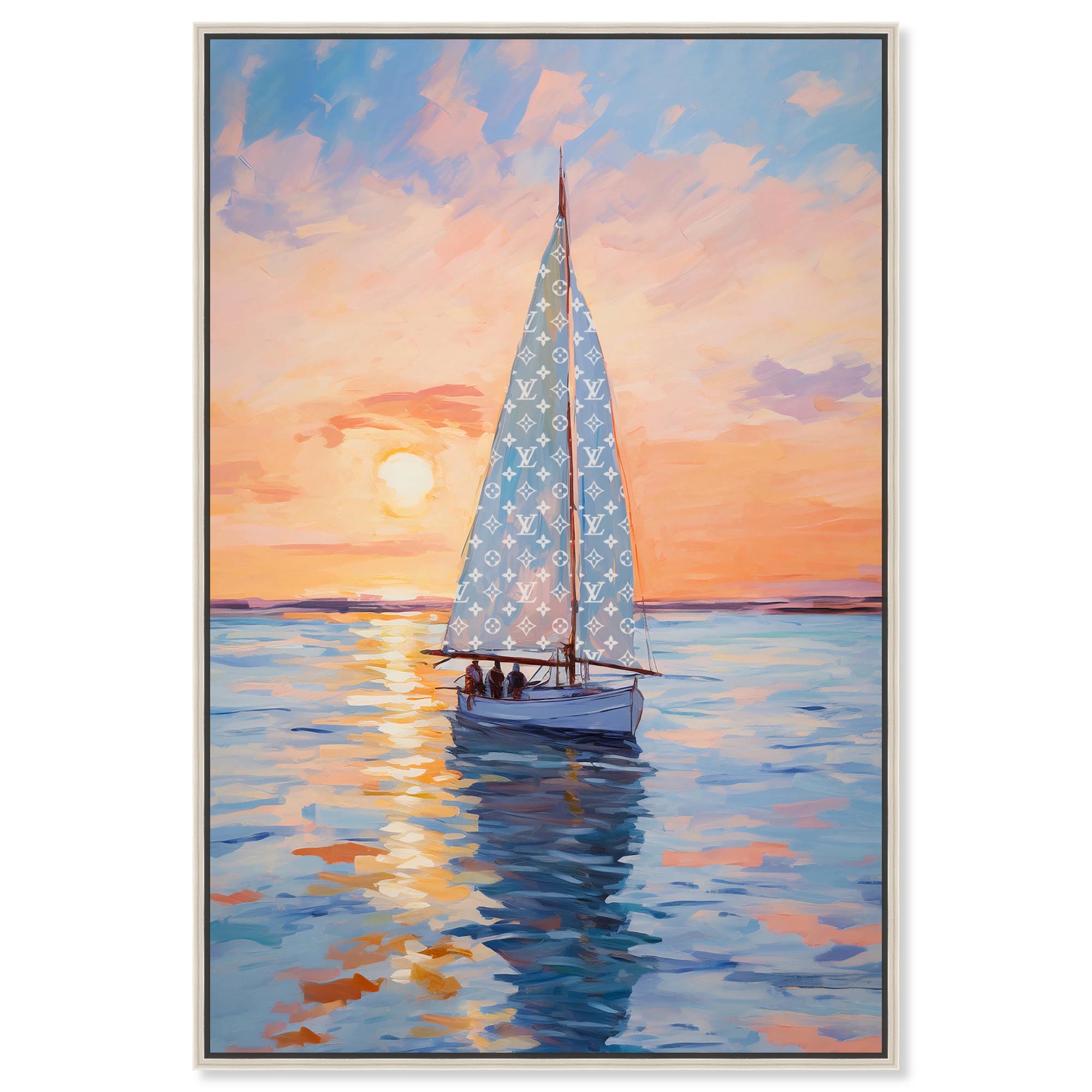 Sails at Sea Canvas Glam Coastal Wall Art by Art Remedy, Silver Frame ...