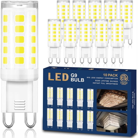 Sailstar 10 Pack G9 LED Bulb Bi Pin Base, 6000K Daylight 4W (40W Halogen Equivalent) T4 G9 Base Llight Bulbs for Chandeliers, 360 Beam Angle, 400LM, Non-dimmable for Home Lighting