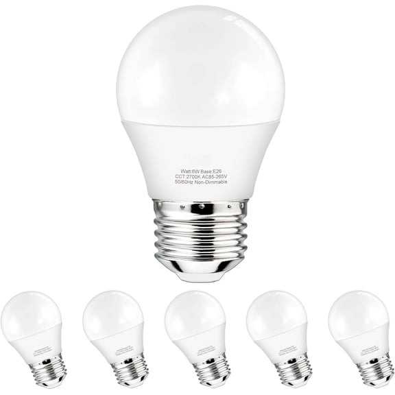 Sailstar A15 LED Light Bulbs 60W Equivalent, 6W E26 Medium Base, 5000K Daylight Cool White, Non-Dimmable Ceiling Fan & Home Decorative Lighting Bulbs, Pack of 6