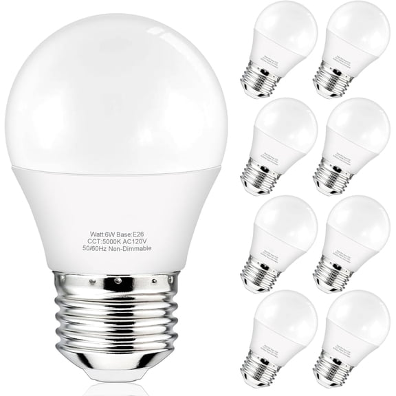 Sailstar A15 LED Light Bulbs 6W, 60W Equivalent, 5000K Daylight White, E26 Medium Base, Non-Dimmable Ceiling Fan Bulbs for Ceiling Fans, Lamps, Bedroom, Kitchen, Living Room, 8 Pack