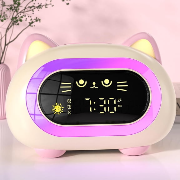 Sailstar Kids Alarm Clock with Night Light (Pink), 10 Colors, 3-Level Dimmable, Snooze Mode, Sleep Training Clock with Sound Machine for Toddler Bedroom