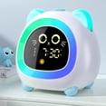 thumbnail image 1 of Sailstar Kids Alarm Clock, Ok to Wake Sleep Training Clock with Night Light, Dual Alarm, Auto-Off Display, Blue Cat Design, 1 of 9